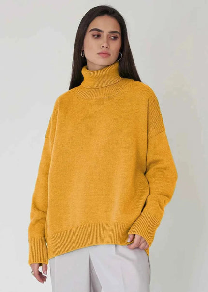 Turtleneck Long Sleeve Sweater - Trendsi