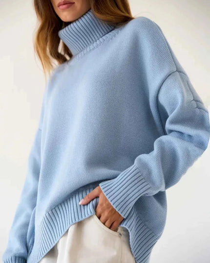 Turtleneck Long Sleeve Sweater - Trendsi