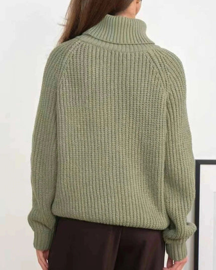 Turtleneck Long Sleeve Sweater - Trendsi