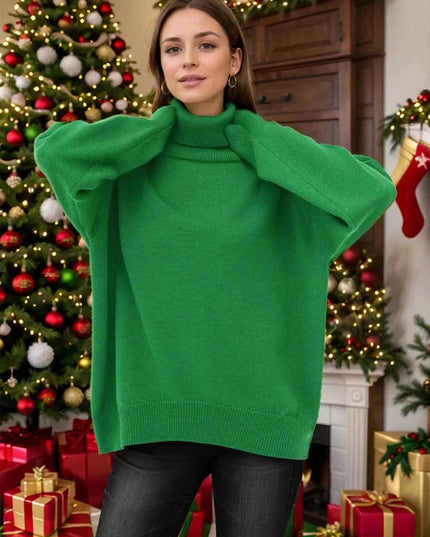 Turtleneck Long Sleeve Sweater - Trendsi