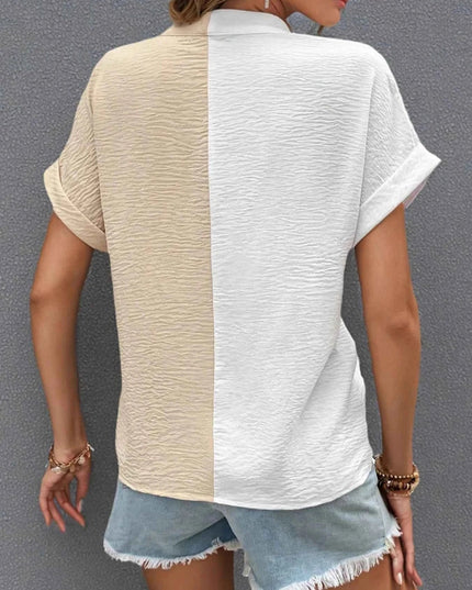 Two - Tone Button Down Shirt for Stylish Everyday Wear - Trendsi