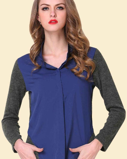 Two - Tone Spliced Shirt - Trendsi