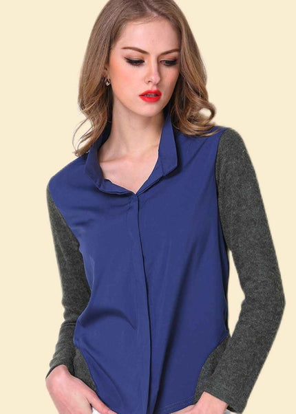 Two - Tone Spliced Shirt - Trendsi