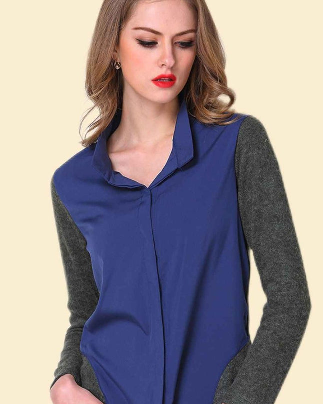 Two - Tone Spliced Shirt - Trendsi