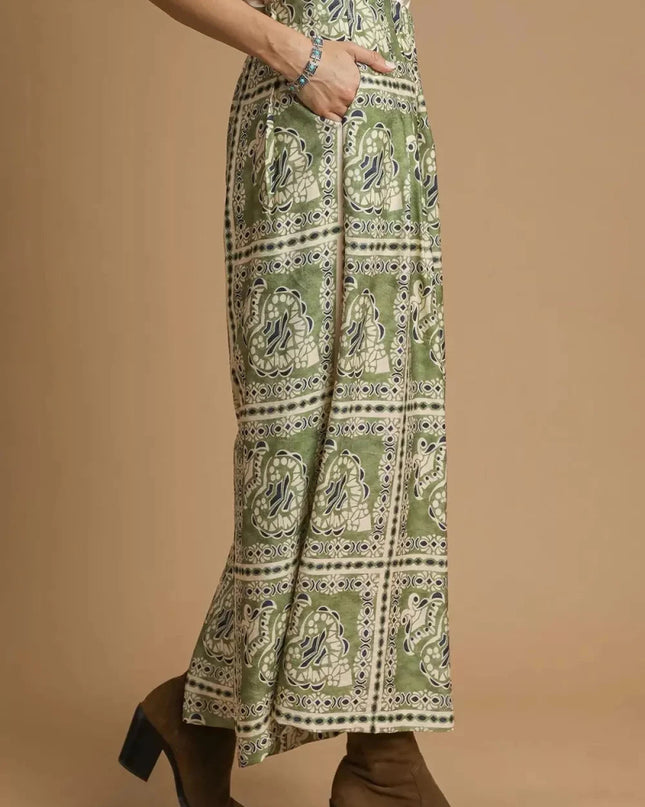 Umgee Bohemian Print Pants with Pockets - Trendsi