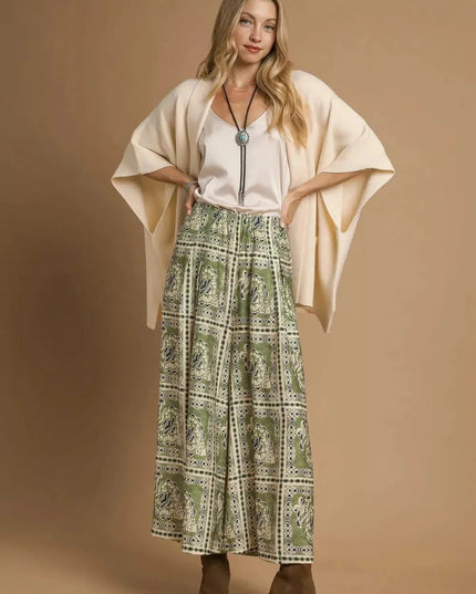 Umgee Bohemian Print Pants with Pockets - Trendsi
