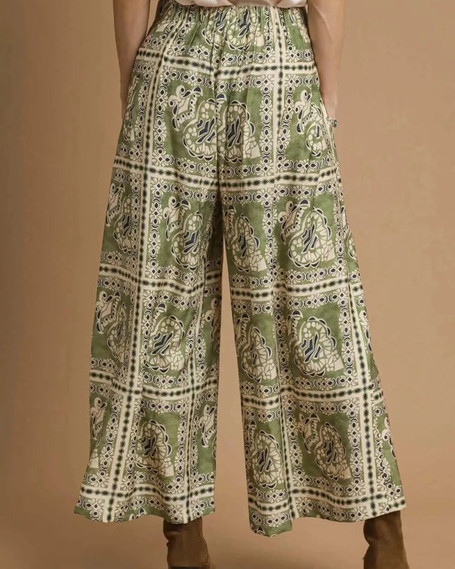 Umgee Bohemian Print Pants with Pockets - Trendsi