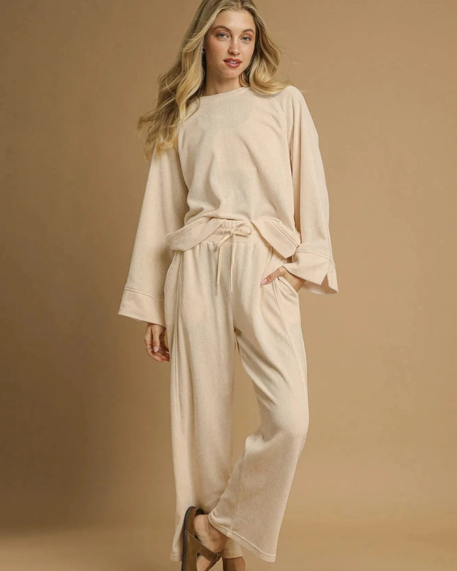 Umgee Drawstring Wide Leg Pants - Trendsi