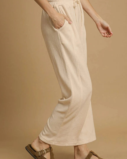 Umgee Drawstring Wide Leg Pants - Trendsi