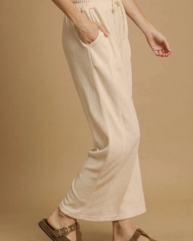 Umgee Drawstring Wide Leg Pants - Trendsi