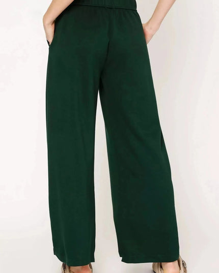 Umgee Elastic Drawstring Waistband Wide Leg Pants - Trendsi