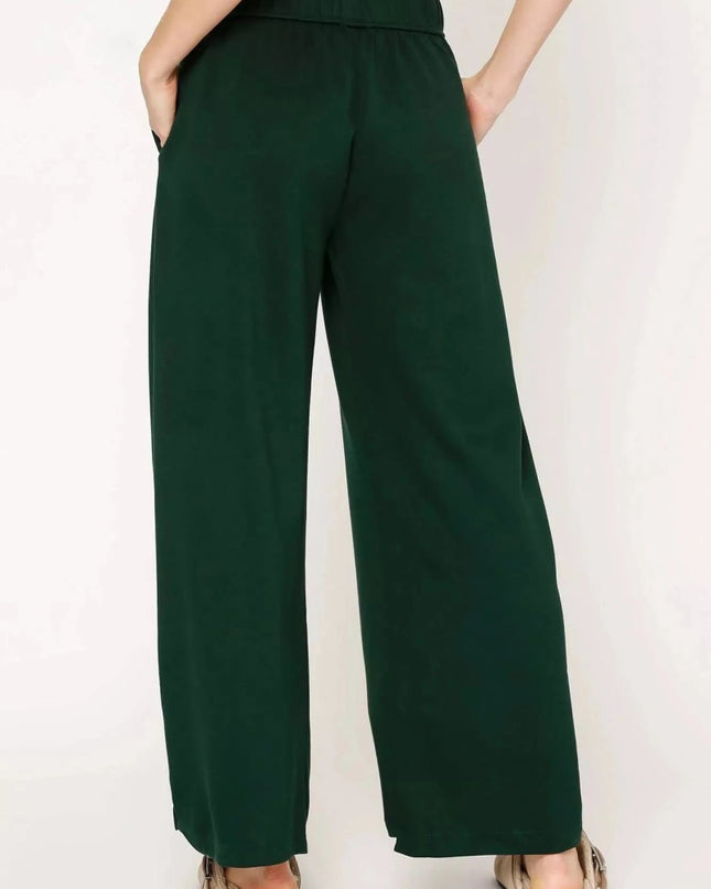 Umgee Elastic Drawstring Waistband Wide Leg Pants - Trendsi