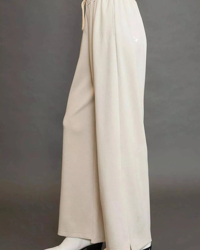 Umgee Elastic Drawstring Waistband Wide Leg Pants - Trendsi