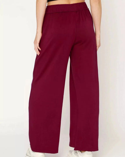 Umgee Elastic Drawstring Waistband Wide Leg Pants - Trendsi