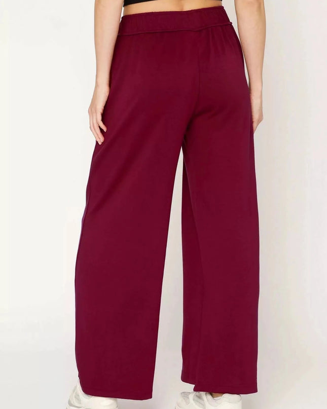 Umgee Elastic Drawstring Waistband Wide Leg Pants - Trendsi