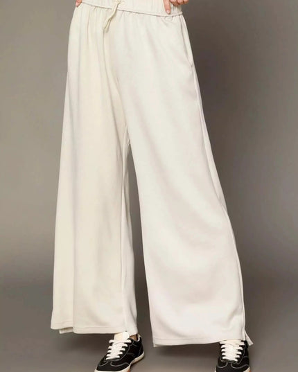 Umgee Elastic Drawstring Waistband Wide Leg Pants - Trendsi