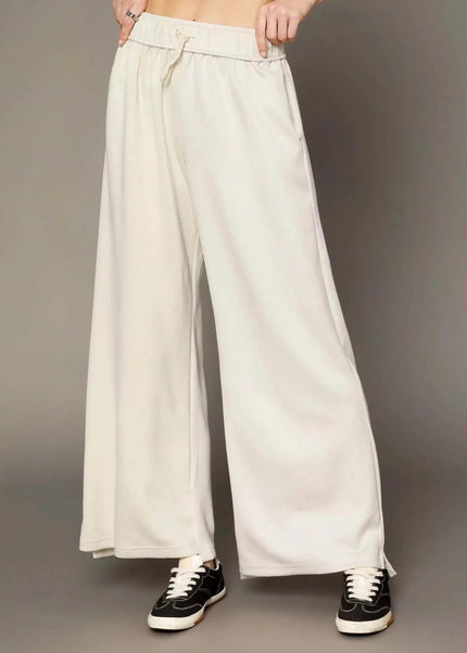 Umgee Elastic Drawstring Waistband Wide Leg Pants - Trendsi