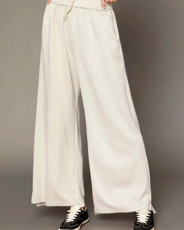 Umgee Elastic Drawstring Waistband Wide Leg Pants - Trendsi
