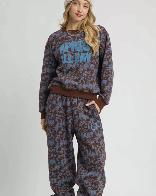 Umgee Scenic Print Cropped Sweatshirt - Trendsi