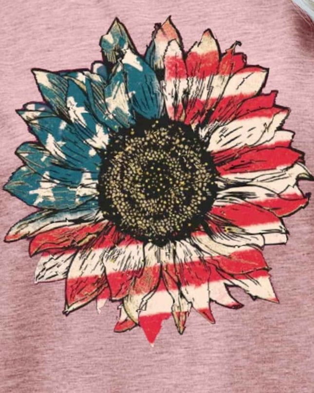 US Flag Flower Graphic Tee - Trendsi