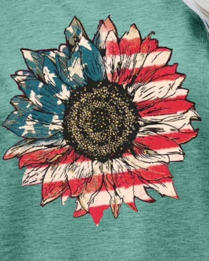 US Flag Flower Graphic Tee - Trendsi