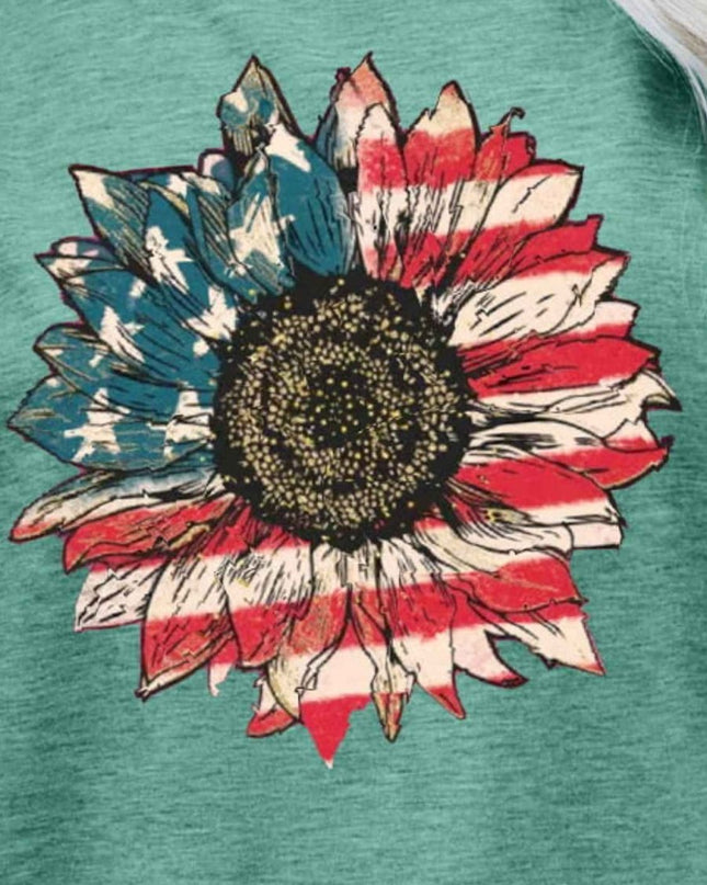 US Flag Flower Graphic Tee - Trendsi