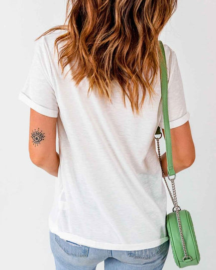 USA Graphic Round Neck Tee - Trendsi