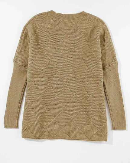 V - Neck Batwing Sleeve Sweater - Trendsi