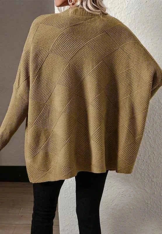 V - Neck Batwing Sleeve Sweater - Trendsi