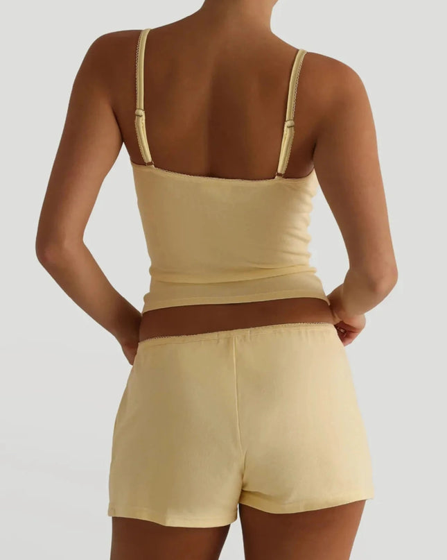 V - Neck Cami and Shorts Set - Trendsi