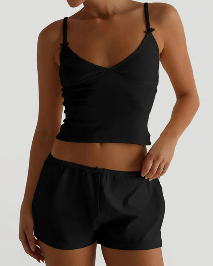 V - Neck Cami and Shorts Set - Trendsi