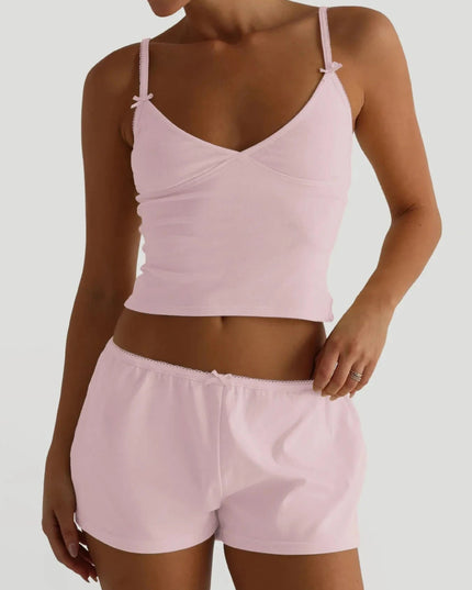 V - Neck Cami and Shorts Set - Trendsi