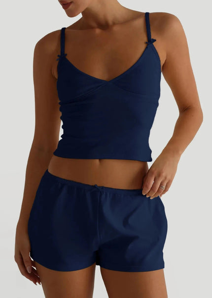 V - Neck Cami and Shorts Set - Trendsi