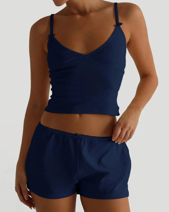 V - Neck Cami and Shorts Set - Trendsi