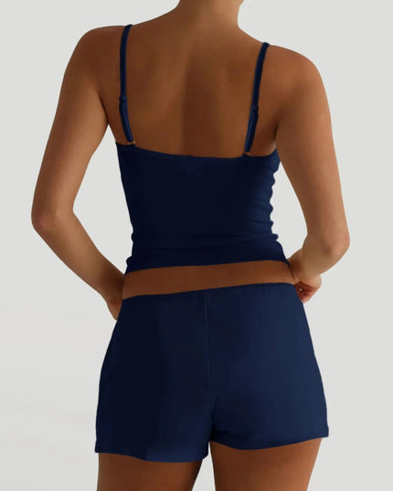 V - Neck Cami and Shorts Set - Trendsi