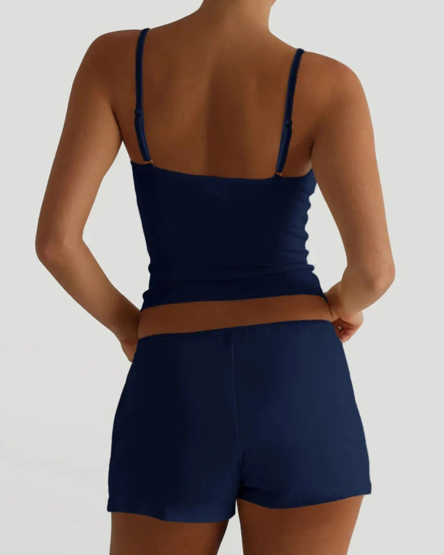 V - Neck Cami and Shorts Set - Trendsi