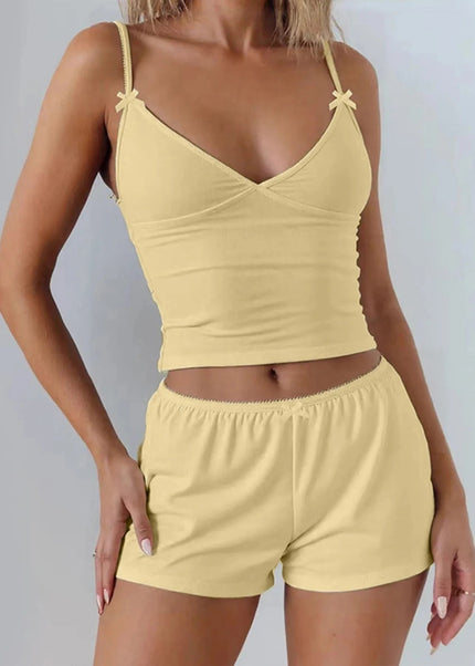 V - Neck Cami and Shorts Set - Trendsi