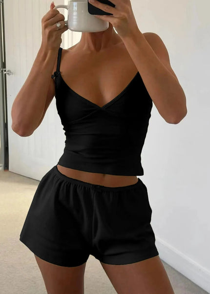 V - Neck Cami and Shorts Set - Trendsi