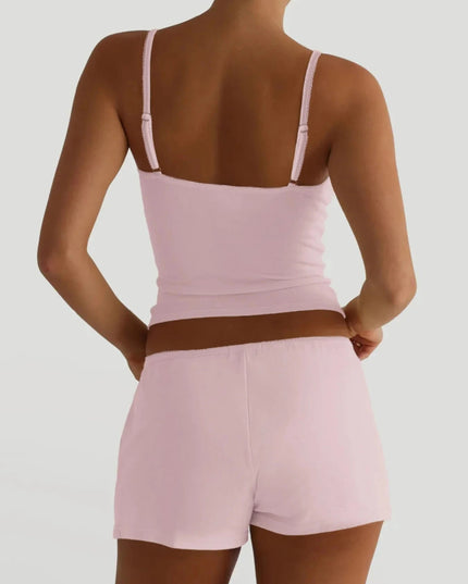 V - Neck Cami and Shorts Set - Trendsi