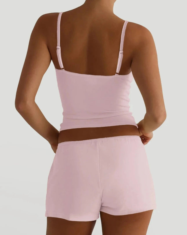 V - Neck Cami and Shorts Set - Trendsi