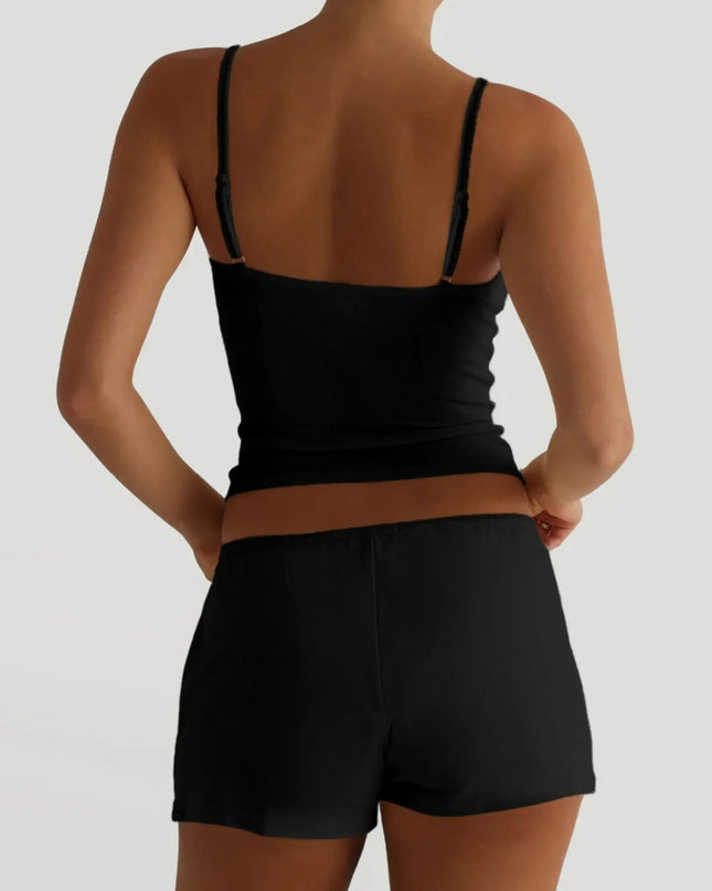 V - Neck Cami and Shorts Set - Trendsi