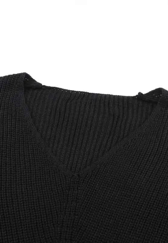 V - Neck Drop Shoulder Sweater - Trendsi