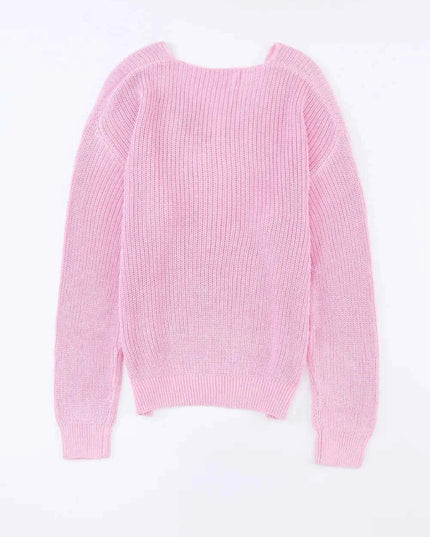 V - Neck Drop Shoulder Sweater - Trendsi