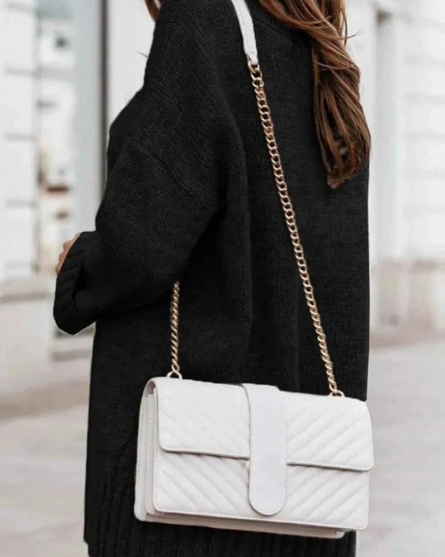 V - Neck Dropped Shoulder Sweater - Trendsi