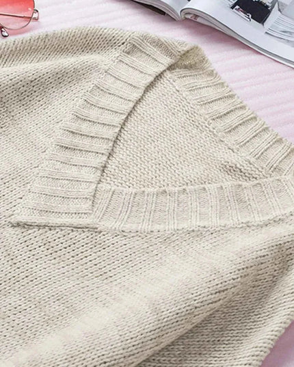 V - Neck Dropped Shoulder Sweater - Trendsi