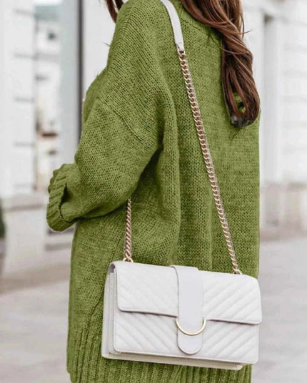 V - Neck Dropped Shoulder Sweater - Trendsi