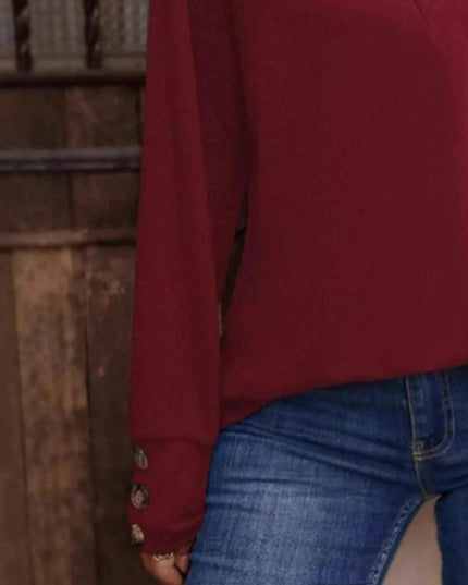 V - Neck Long Sleeve T-Shirt - Trendsi