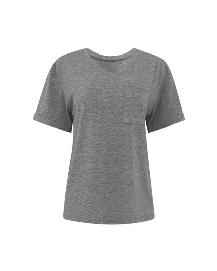 V - Neck Pocket T-Shirt - Trendsi