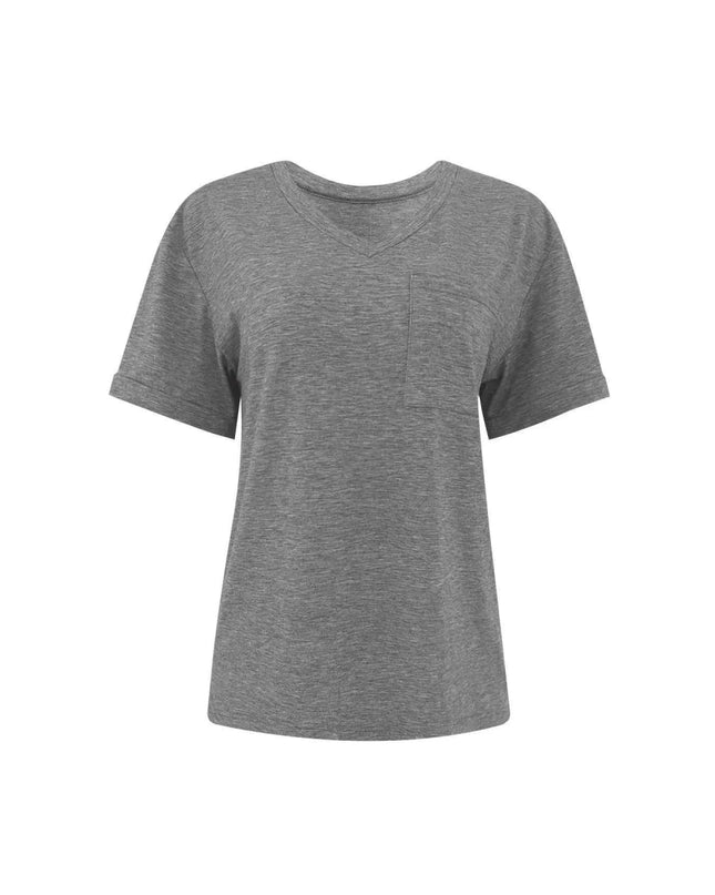 V - Neck Pocket T-Shirt - Trendsi