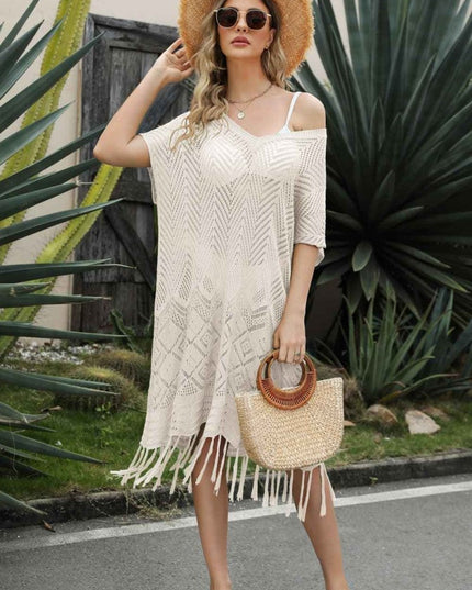 Fringe Hem Knit Dress